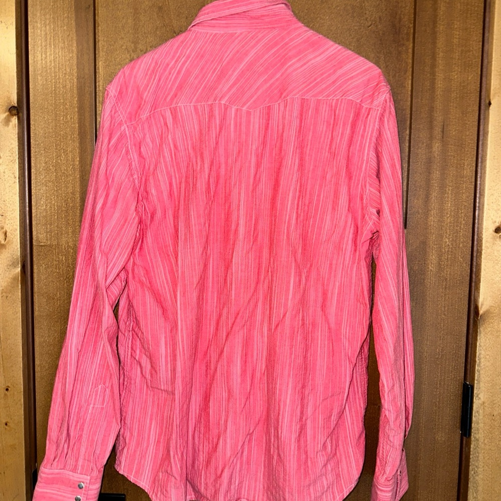 Southern Thread Western Shirt Mens XL Pink Stripe Pearl Snap Cowboy Rodeo - Picture 4 of 4